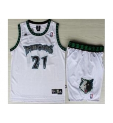 Minnesota Timberwolves 21 Kevin Garnett White Hardwood Classics Revolution 30 NBA Jersey Short Suits