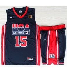 USA Basketball 1992 Olympic Dream Team Blue Jerseys & Shorts Suits 15# Magic Earvin Johnson