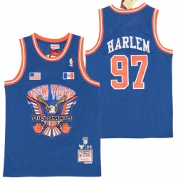 Men B&R Remix Jersey New York Kicks 97 Harlem Blue Throwback Jersey