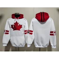 Men Team Canada White Ageless Must Have Lace Up Pullover Hoodie