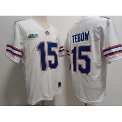 Men Florida Gators #15 Tim Tebow White Stitched Football Jersey