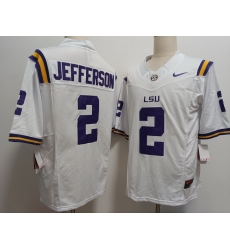 Men LSU Tigers #2 Justin Jefferson White F U S E Stitched NCAA Jersey