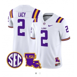 Men LSU Tigers Kyren Lacy #2 White Stitched NCAA Jersey