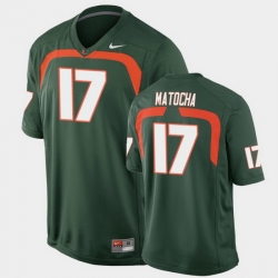 Men Miami Hurricanes Peyton Matocha Game Green College Football Jersey