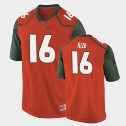 Men Miami Hurricanes Ryan Rizk Replica Orange College Football Jersey