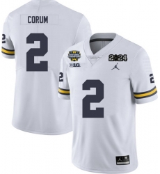 Men Michigan Wolverines Blake Corum #2 White High School F U S E Stitched 2024 National Champions Jersey