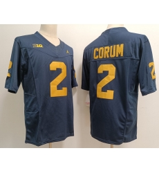 Men Women Youth Michigan Wolverines Blake Corum #2 Navy High School F U S E Stitched Game Jersey