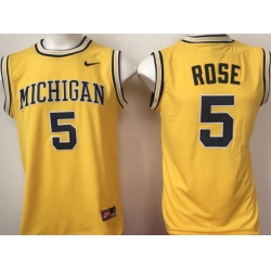 New Michigan Wolverines 5 Jalen Rose Gold Nike College Basketball Jersey