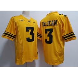 Men Iowa Hawkeyes Cooper DeJean #3 Yellow Stitched NCAA Jersey