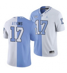 North Carolina Tar Heels Grayson Atkins College Football White Blue Split Edition Game Jersey