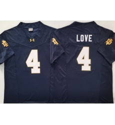 Men Notre Dame Fighting Irish #4 Love Navy Stitched NCAA Jersey