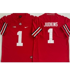 Men Ohio State Buckeyes #1 Quinshon Judkins Red Stitched NCAA Jersey