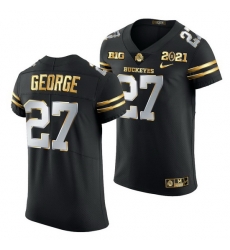 Ohio State Buckeyes Eddie George Black 2021 College Football Playoff Championship Golden Authentic Jersey