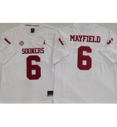 Men Oklahoma Sooners White #6 Baker Mayfield Stitched NCAA Jersey Men Oklahoma Sooners White #6 Baker Mayfield Stitched NCAA Jersey