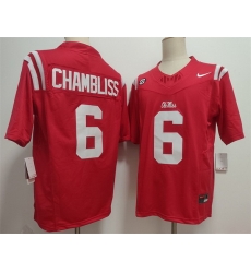 Men Ole Miss Rebels  6 Trinidad Chambliss Red 2025 F U S E  Stitched jersey