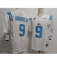 Ole Miss Rebels #9 Tre Harris III White Blue F U S E Jersey