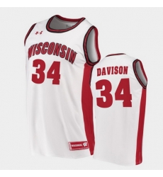 Men Wisconsin Badgers Brad Davison Replica White College Basketball Jersey