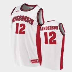 Men Wisconsin Badgers Trevor Anderson Replica White College Basketball Jersey