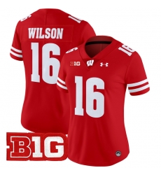 Women Wisconsin Badgers 16 Russell Wilson Red 2024 Vapor Limited Jersey All Stitched Women Wisconsin Badgers 16 Russell Wilson Red 2024 Vapor Limited Jersey All Stitched