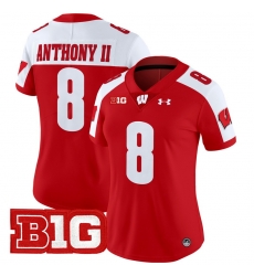 Women Wisconsin Badgers 8 Vinny Anthony II Red Alternate 2024 Vapor Limited Jersey All Stitched Women Wisconsin Badgers 8 Vinny Anthony II Red Alternate 2024 Vapor Limited Jersey All Stitched