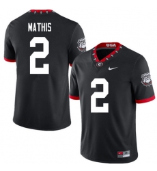 2020 Men #2 D'Wan Mathis Georgia Bulldogs Mascot 100th Anniversary College Football Jerseys Sale-Bla