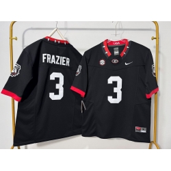 Men Georgia Bulldogs 3 Nate Frazier Black Dog Head F U S E Stitched Jersey