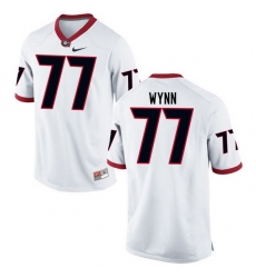 Men Georgia Bulldogs #77 Isaiah Wynn College Football Jerseys-White