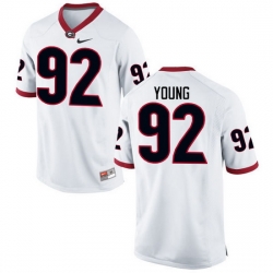 Men Georgia Bulldogs #92 Justin Young College Football Jerseys-White