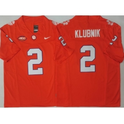 Men Clemson Tigers Orange #2 Cade Klubnik Stitched F U S E NCAA Jersey