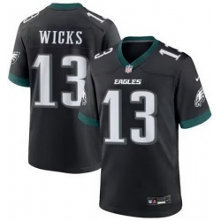 Men Eagles #13 WICKS Black F U S E Stitched Jersey