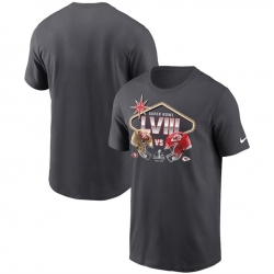 Men Anthracite Kansas City Chiefs Vs  San Francisco 49ers Super Bowl LVIII Matchup T Shirt