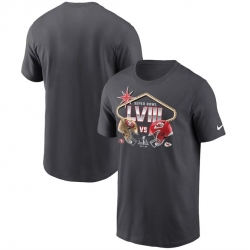 Men Anthracite Kansas City Chiefs Vs  San Francisco 49ers Super Bowl LVIII Matchup T Shirts