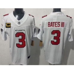 Men Atlanta Falcons  3 Jessie Bates III White 2026 New F U S E  4 Star C Patch Vapor Untouchable Limited Stitched Football Jersey