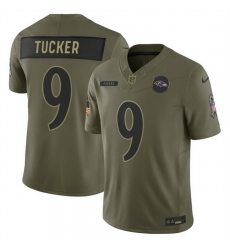 Men Baltimore Ravens 9 Justin Tucker Olive 2025 F U S E  Salute to Service Limited Football Jersey