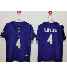 Women Baltimore Ravens 4 Zay Flowers Purple Vapor Football Jersey  Women Baltimore Ravens 4 Zay Flowers Purple Vapor Football Jersey