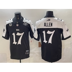 Men Buffalo Bills 17 Josh Allen Black White 2025 F U S E   27Gothic Cold Front Edition 27 With Farewell Patch  26 4 Star C Patch Vapor Limited Stitched Foo