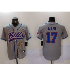 Men Buffalo Bills 17 Josh Allen Grey Team Cool Base Stitched Baseball Jersey