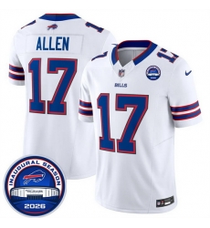Men Buffalo Bills  17 Josh Allen White F U S E  2026 Inaugural Season at Highmark Stadium Patch Stitched Football Jersey