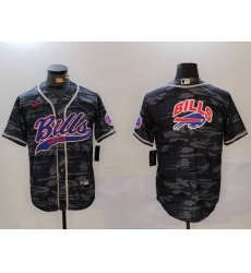 Men Buffalo Bills big logo Camo Team Cool Base Stitched Baseball Jersey