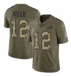 Mens Nike Buffalo Bills 12 Jim Kelly Limited OliveCamo 2017 Salute to Service NFL Jersey