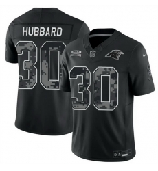 Men Carolina Panthers 30 Chuba Hubbard Black F U S E 2026 Salute to Service Limited Stitched Football Jersey