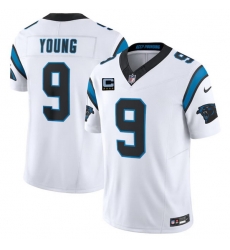 Men Carolina Panthers  9 Bryce Young White 2026 F U S E  4 Star C Patch Vapor Limited Stitched Football Jersey