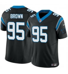 Men Carolina Panthers 95 Derrick Brown Black 2025 F U S E  Vapor Limited Stitched Football Jersey