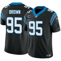 Men Carolina Panthers  95 Derrick Brown Black 2026 F U S E  3 Star C Patch Vapor Limited Stitched Football Jersey