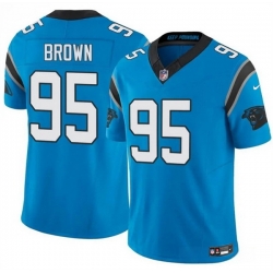 Men Carolina Panthers 95 Derrick Brown Blue 2025 F U S E  Vapor Limited Stitched Football Jersey