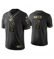 Men's Carolina Panthers #6 P.J. Walker Golden Edition Vapor Limited Black Nike Jersey