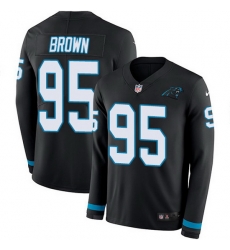 Nike Panthers 95 Derrick Brown Black Team Color Men Stitched NFL Limited Therma Long Sleeve Jersey