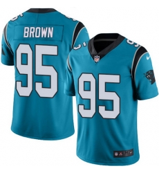 Nike Panthers 95 Derrick Brown Blue Men Stitched NFL Limited Rush Jersey