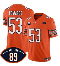 Men Chicago Bears  53 T J  Edwards Orange 2026 With Mike Ditka 89 Patch F U S E  2 Star C Patch Vapor Untouchable Limited Stitched Football Jersey