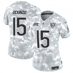 Women Chicago Bears 15 Rome Odunze 2024 F U S E Arctic Camo Salute To Service Limited Stitched Football Jersey